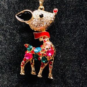 COPY - Betsey Johnson Christmas Rudolph Crystal Necklace